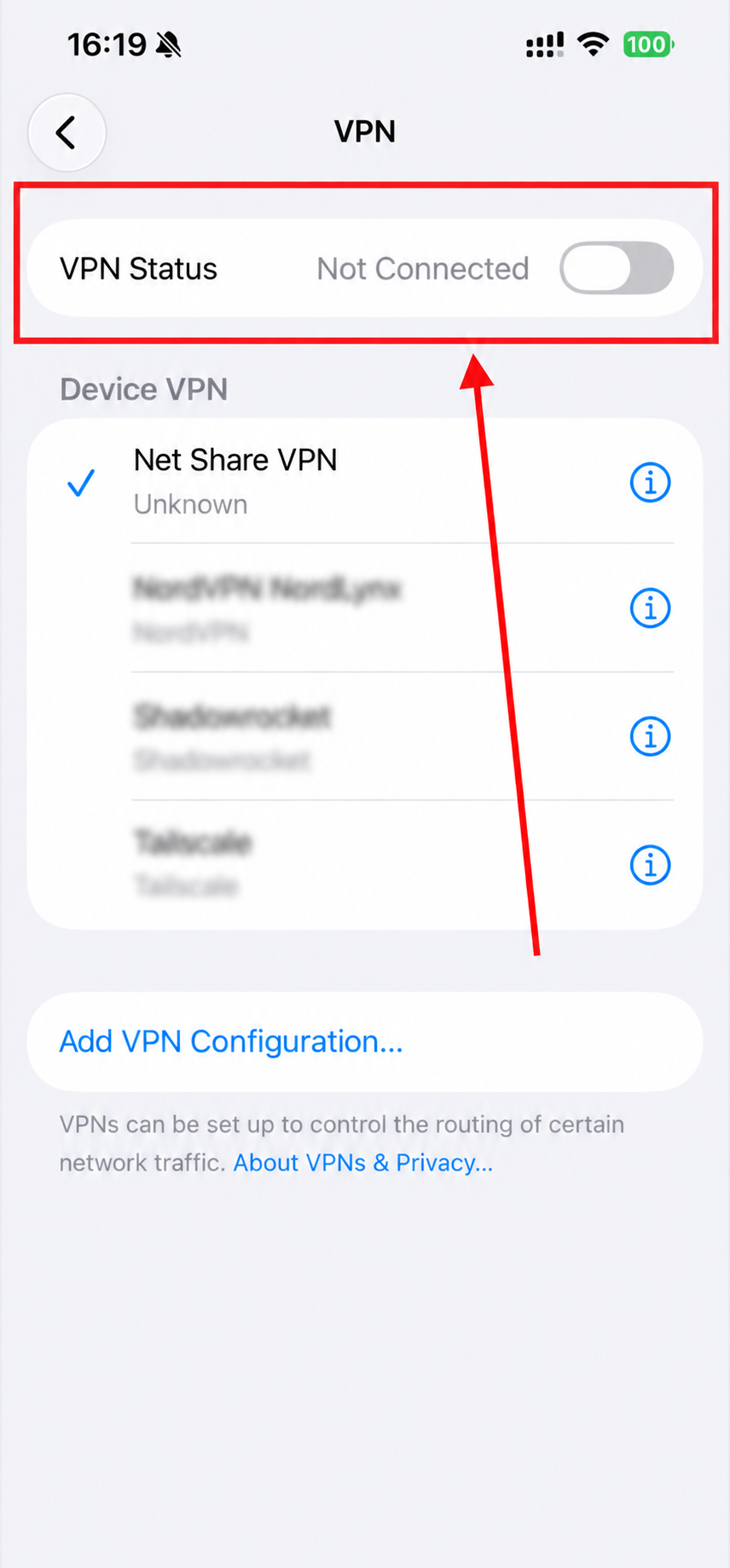 ขั้นตอน 11: เปิด Net Share VPN พร้อมลูกศรแสดงตำแหน่งที่ต้องกด